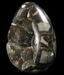 Septarian Dragon Egg Geode - Black Crystals #96724-2